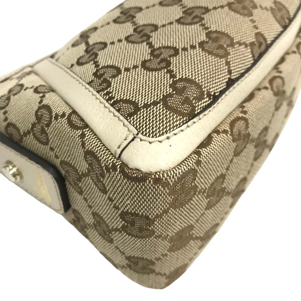 Gucci One Shoulder Hobo Bag Abbey Shoulder GG Brown White - Picture 7 of 10
